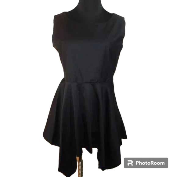 Lynn Mizono For Giselle Shepatin Black Dress Sharkbite Hem Size 2 - Picture 2 of 11